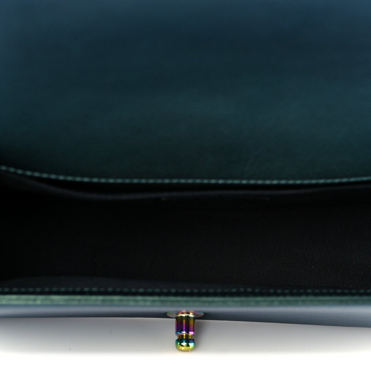 Iridescent Goatskin Quilted Medium Boy Flap Green