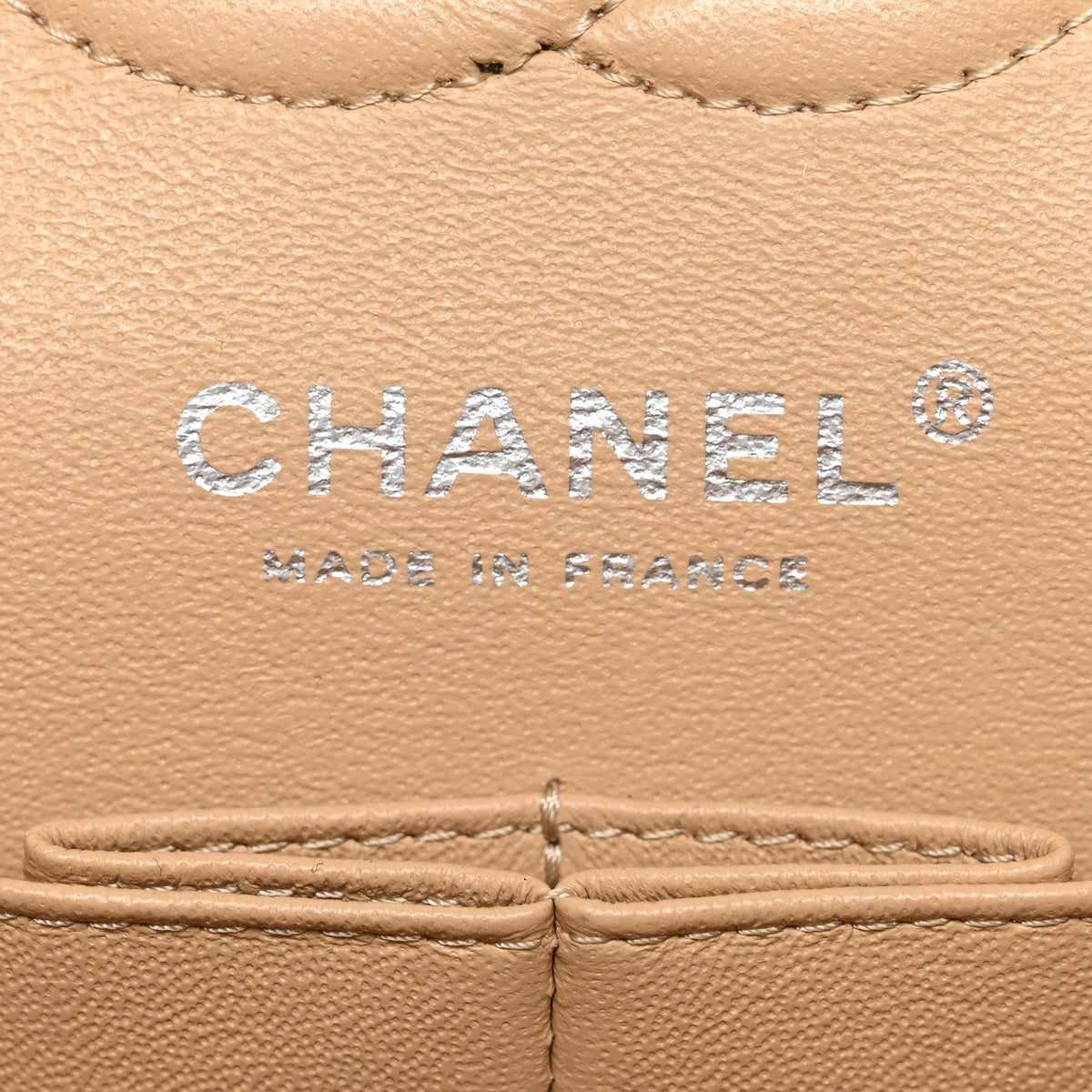 Caviar Quilted Small Double Flap Beige