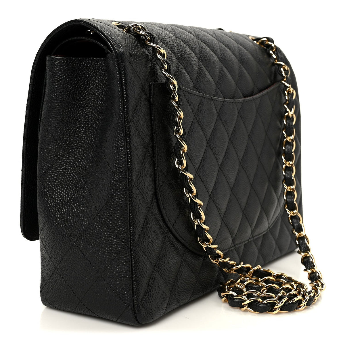 Caviar Quilted Maxi Double Flap Black