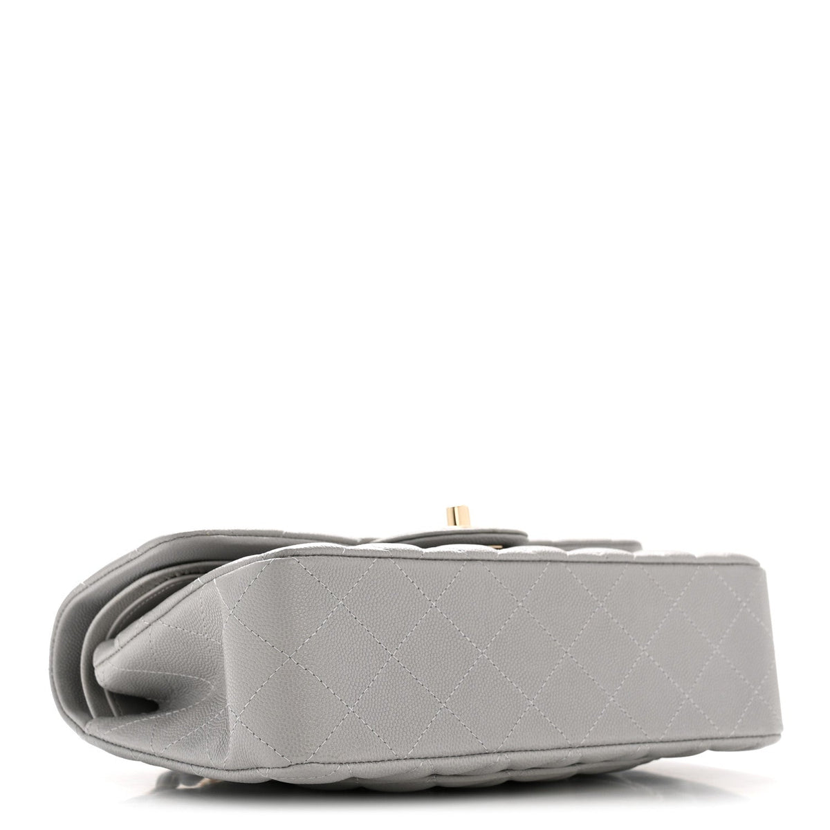 Caviar Quilted Small Double Flap Grey