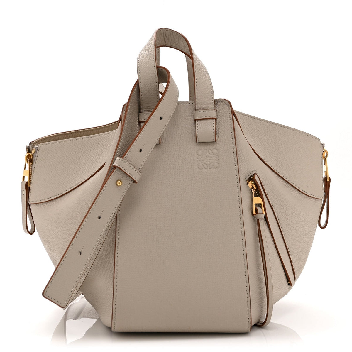 Grained Calfskin Small Hammock Shoulder Bag Light Ghost