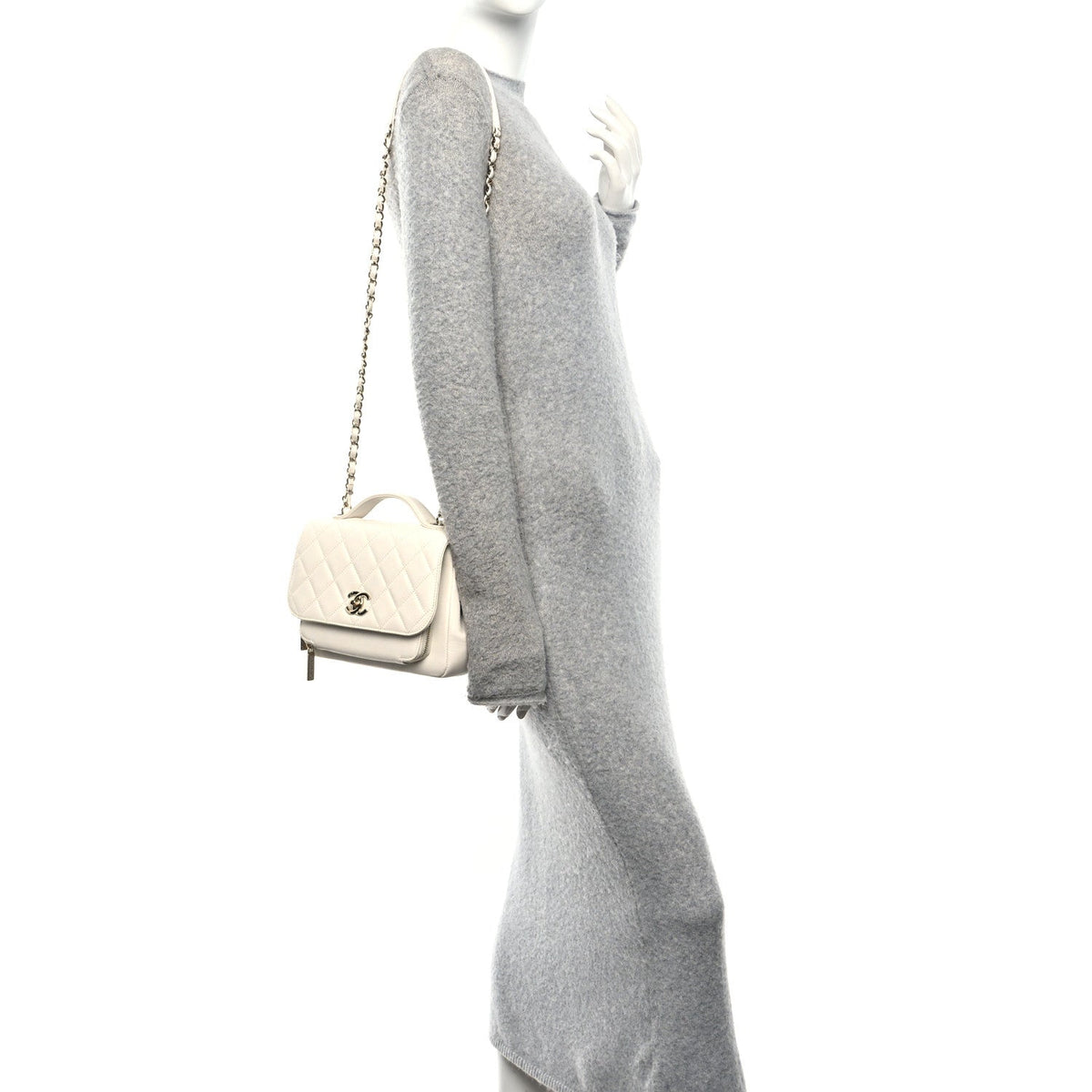 Caviar Quilted Medium Business Affinity Flap White