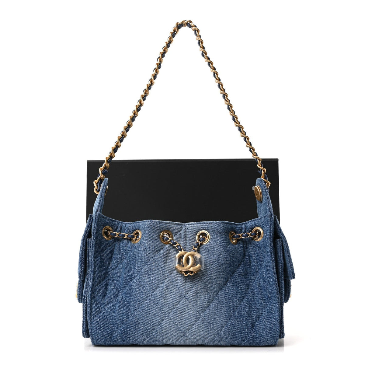 Washed Denim Quilted Mini Chanel 25 Handbag Blue
