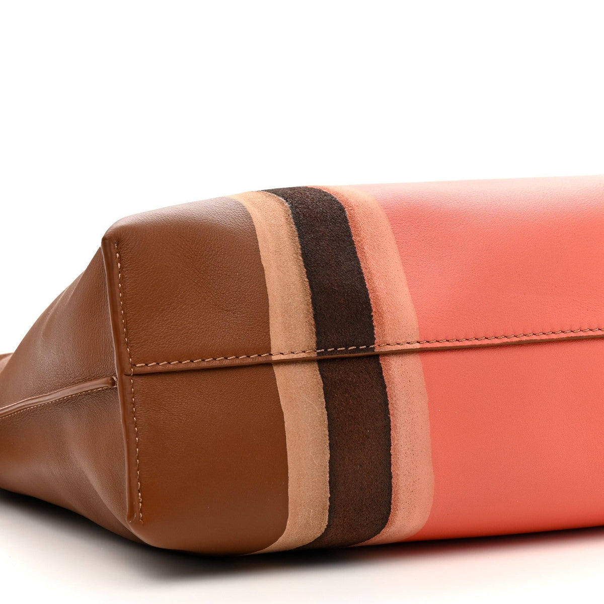 Nappa Calfskin Suede Medium Flamenco Landscape Knot Clutch Pecan Parrot Pink