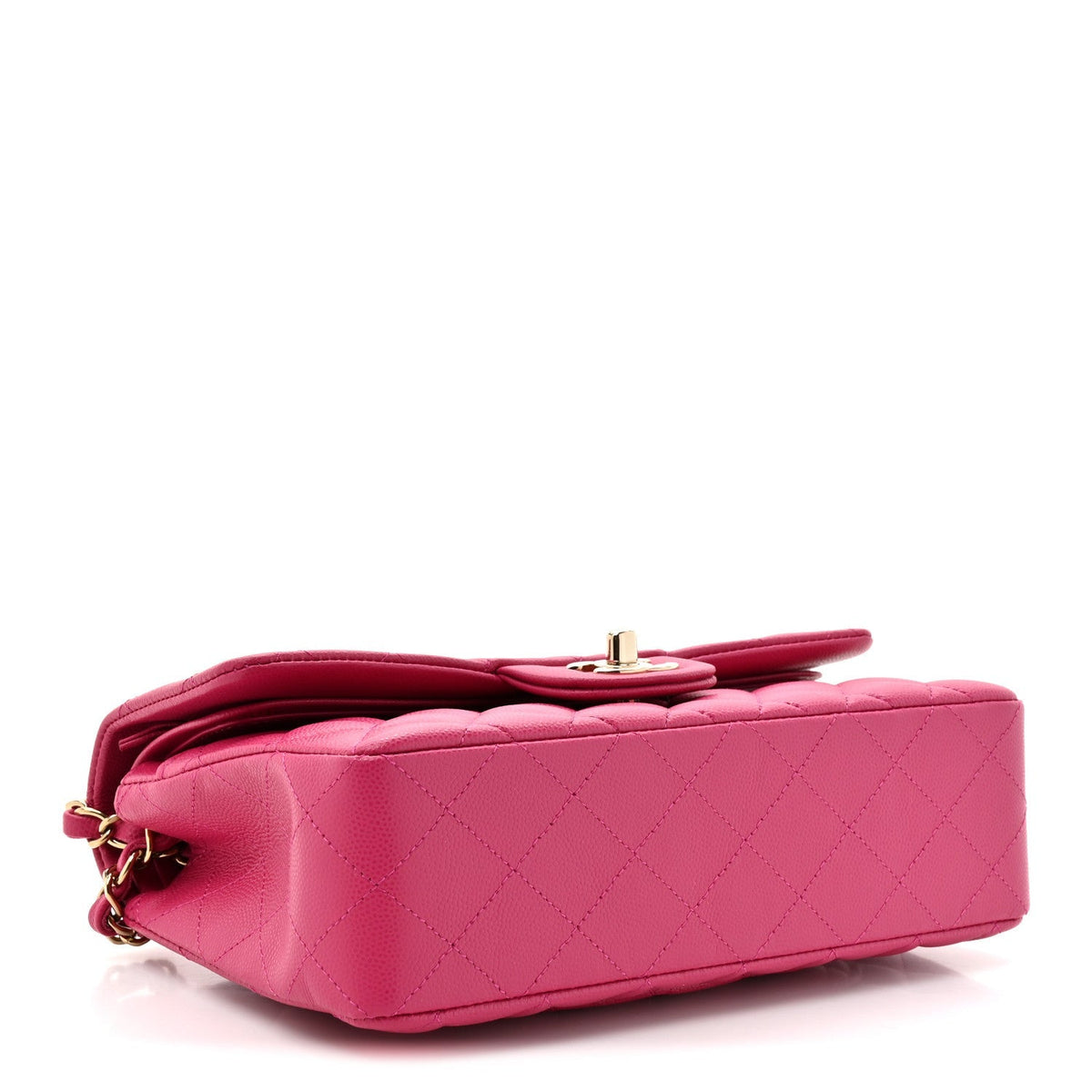 Caviar Quilted Small Double Flap Fuchsia