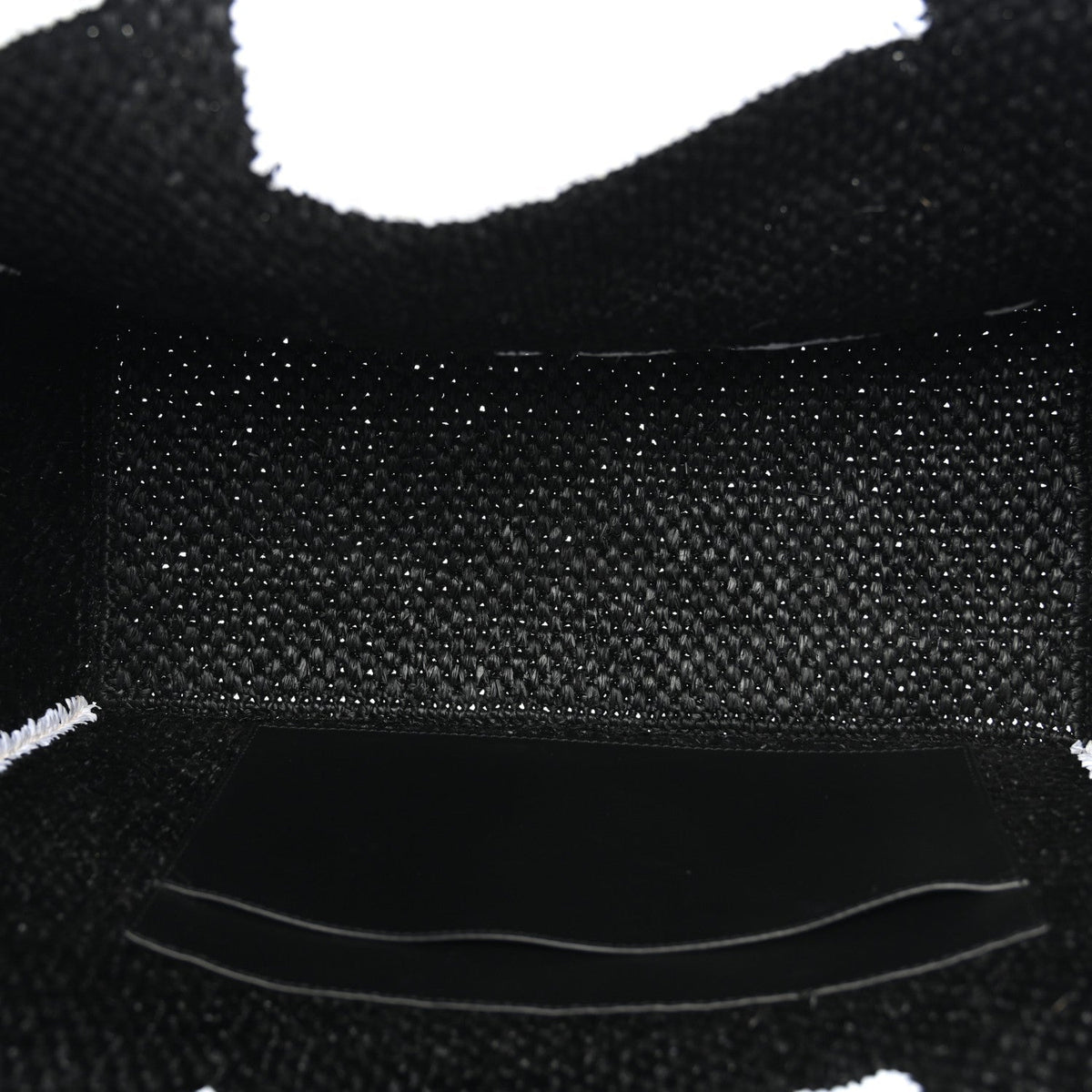 Raffia Large Paula's Ibiza Logo Tote Black White
