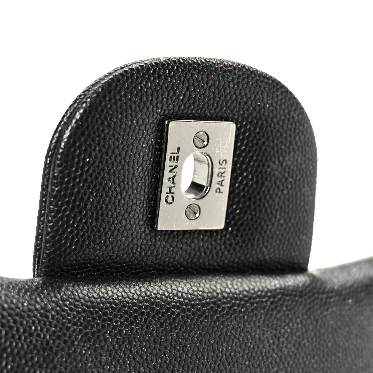 Iridescent Caviar Quilted Jumbo Double Flap Black