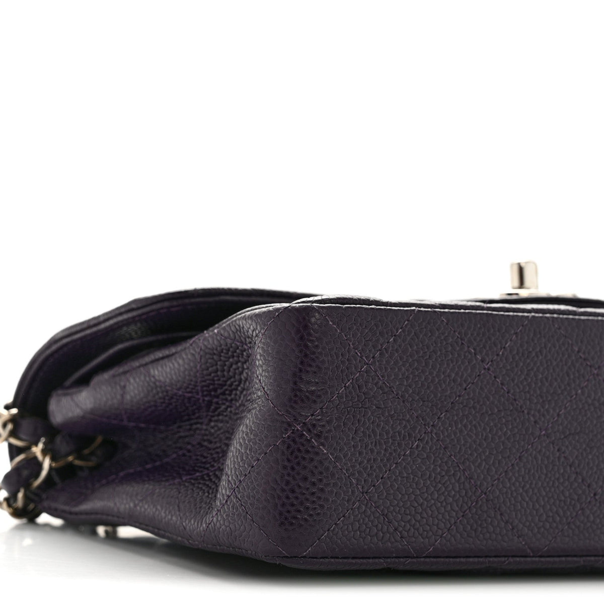 Caviar Quilted Small Double Flap Dark Purple