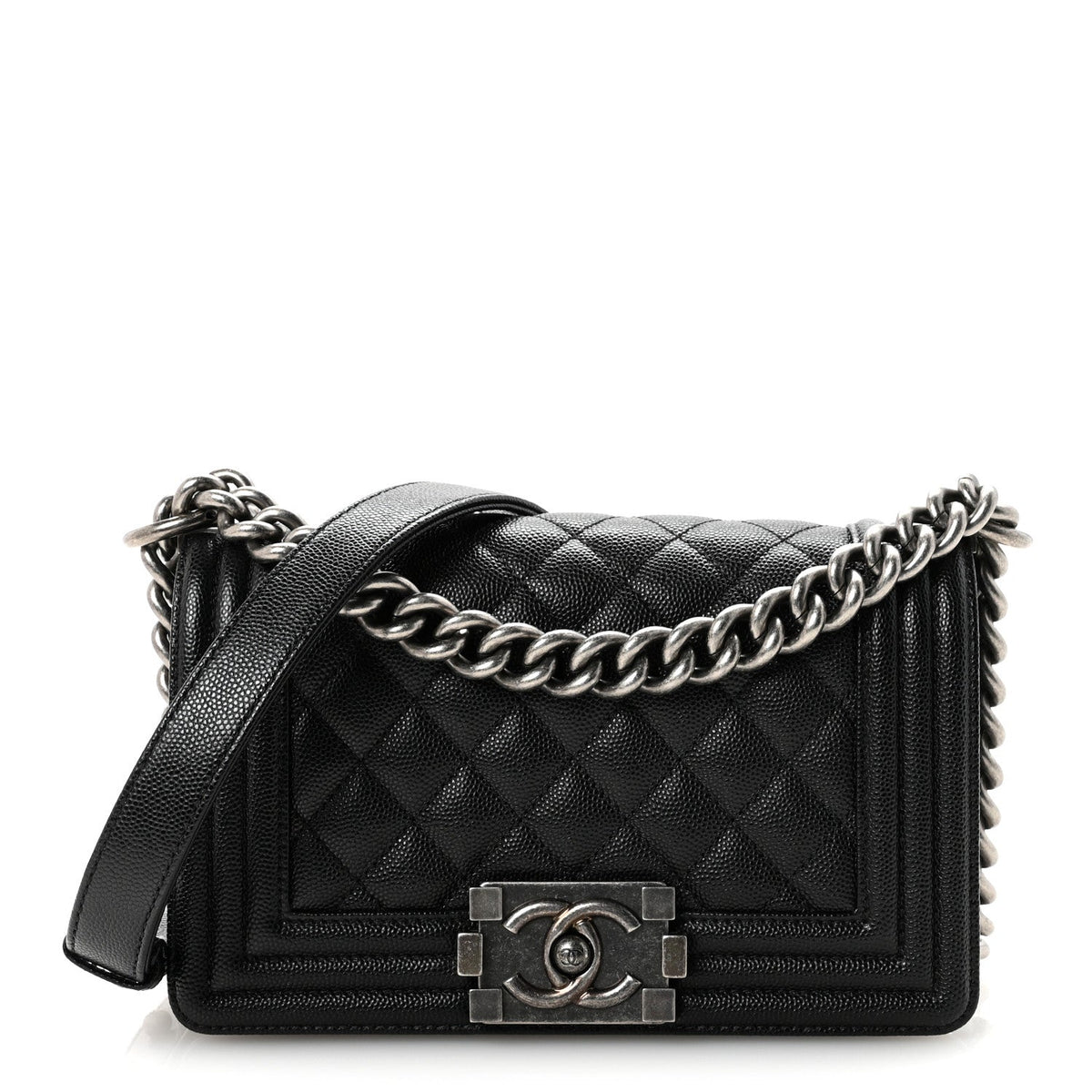Caviar Quilted Small Boy Flap Black