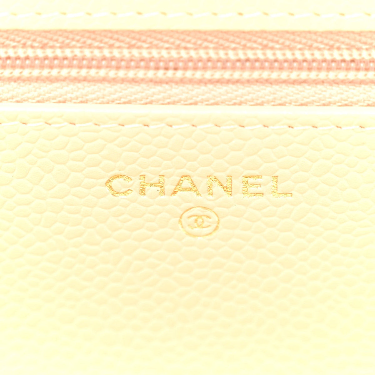 Caviar Quilted Wallet on Chain WOC Beige