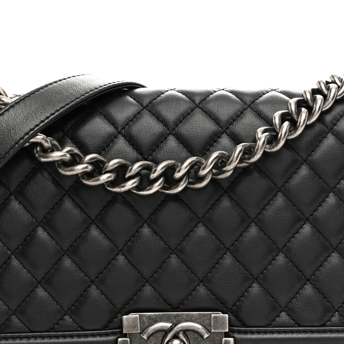 Calfskin Quilted Medium Boy Flap Black