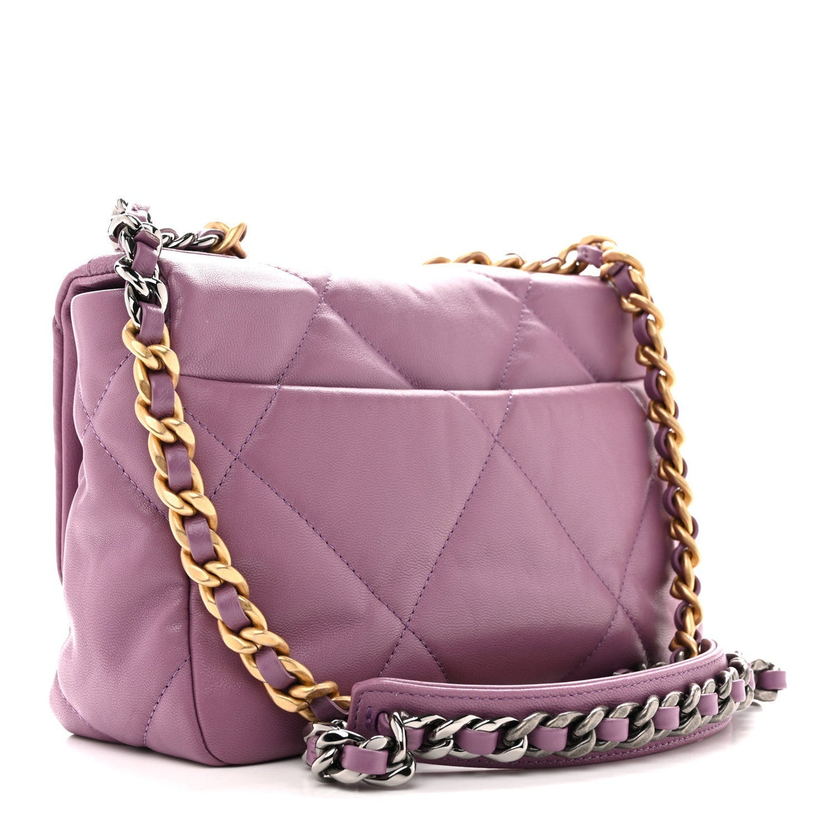 Goatskin Quilted Medium Chanel 19 Flap Purple