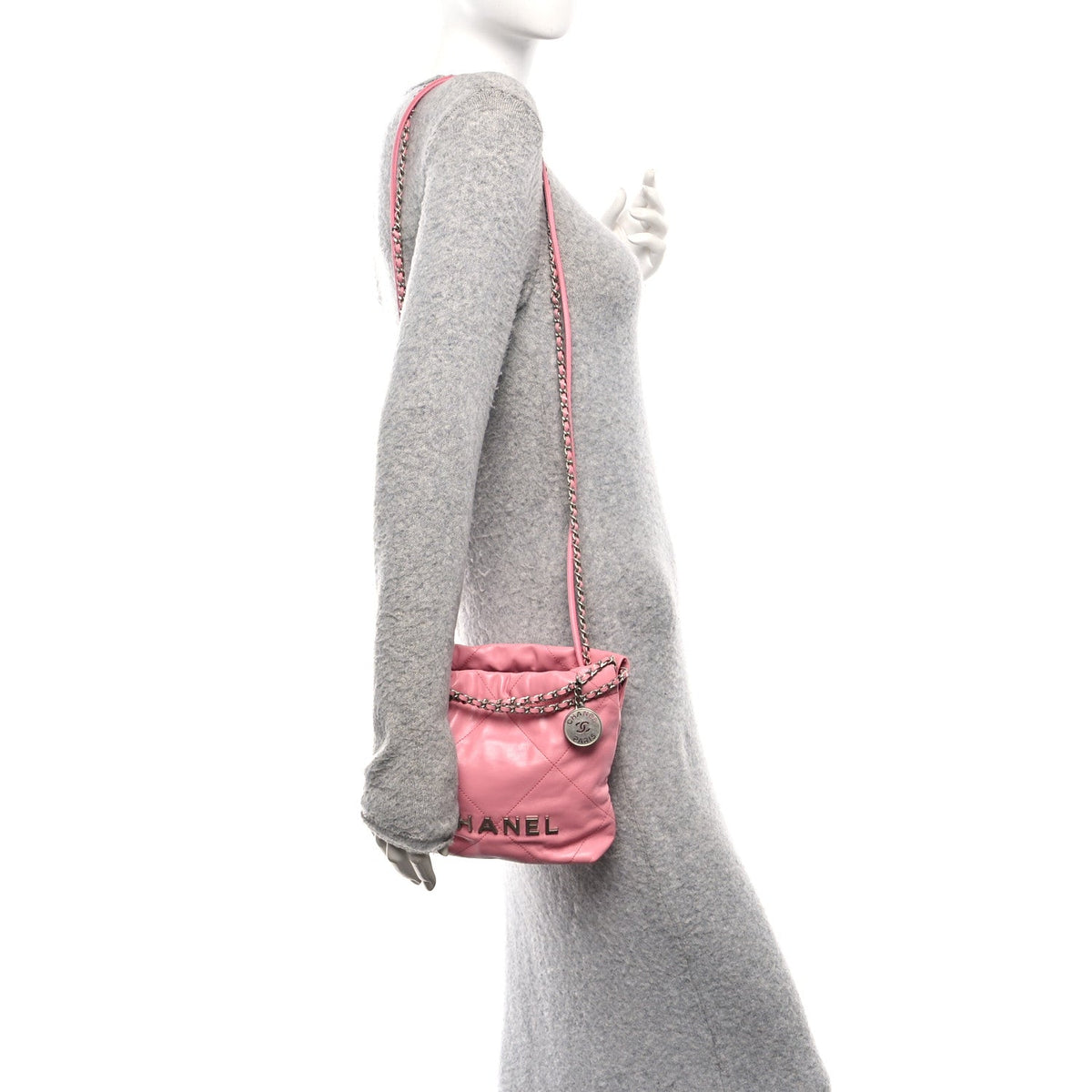 Shiny Calfskin Quilted Mini Chanel 22 Pink