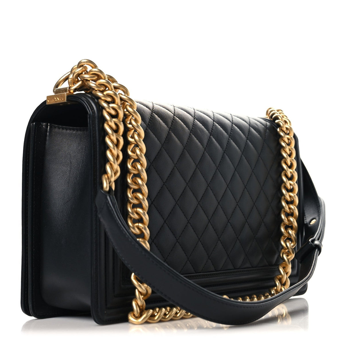Calfskin Quilted New Medium Boy Flap Black