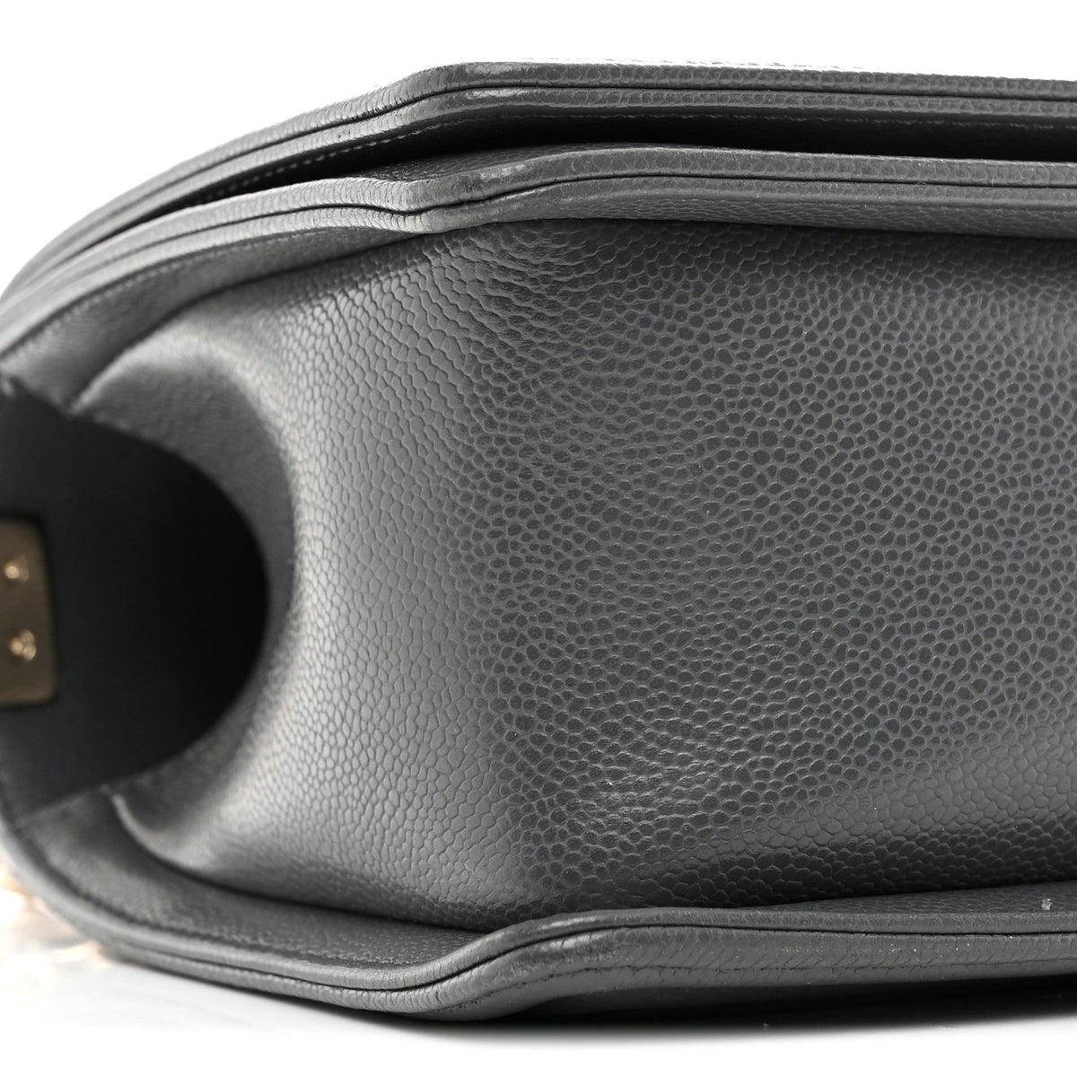 Caviar Quilted Medium Boy Flap Dark Grey