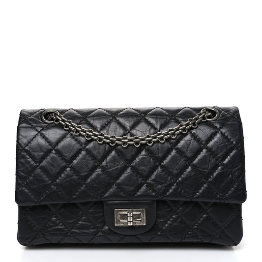 Aged Calfskin Quilted 2.55 Reissue 225 Flap Black