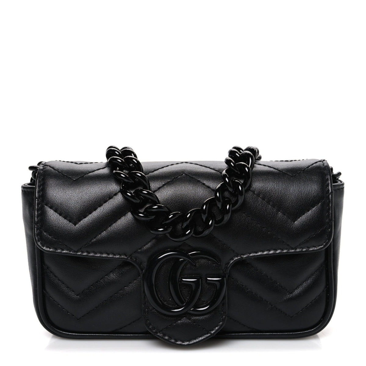 Calfskin Matelasse Monochrome GG Marmont Chain Belt Bag Black