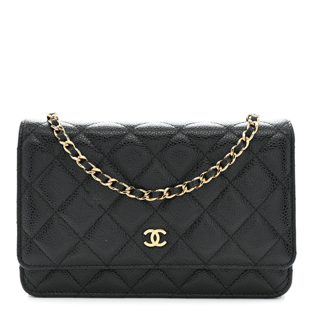 Caviar Quilted Wallet on Chain WOC Black
