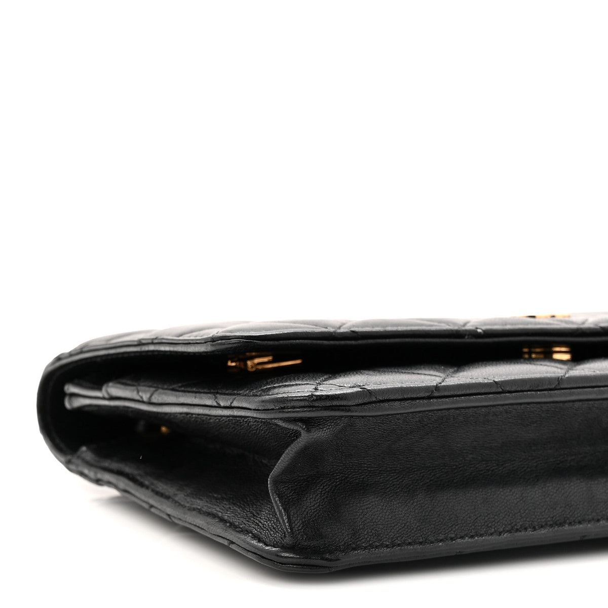 Lambskin Quilted Wallet On Chain WOC Black
