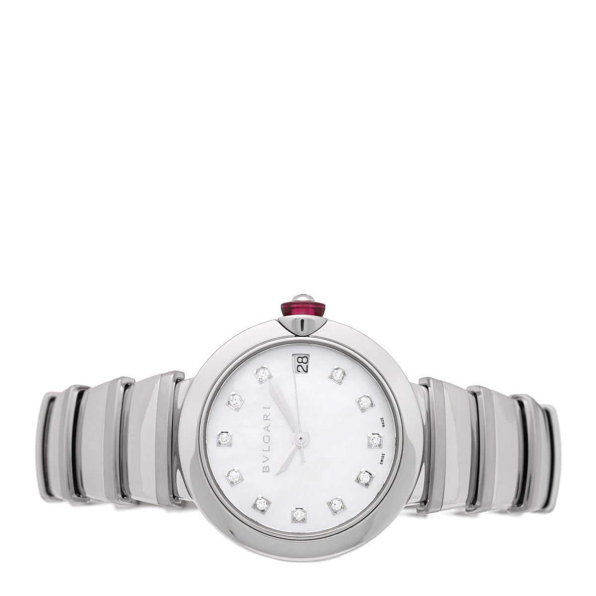 Stainless Steel Diamond Mother of Pearl 33mm Lucea Automatic Watch