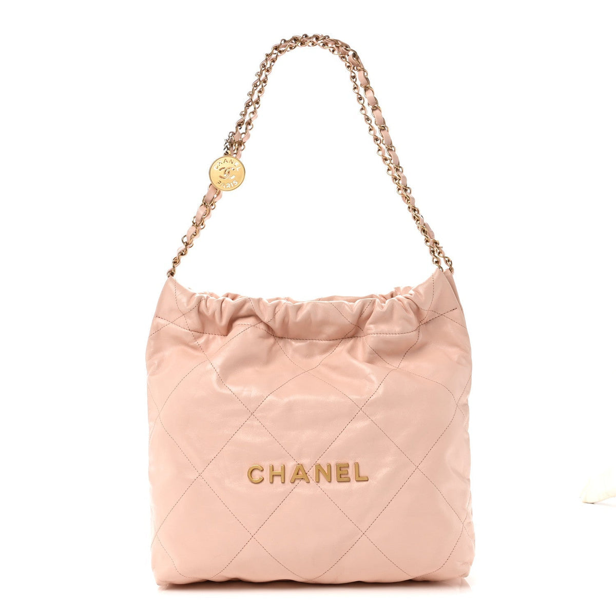 Shiny Calfskin Quilted Small Chanel 22 Light Pink