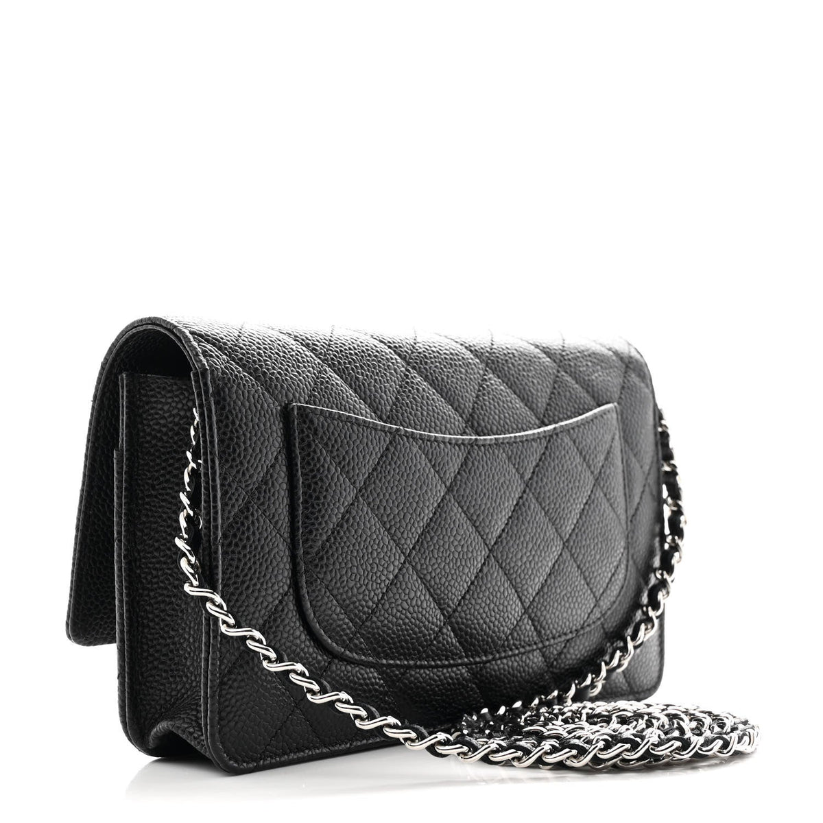 Caviar Quilted Wallet on Chain WOC Black
