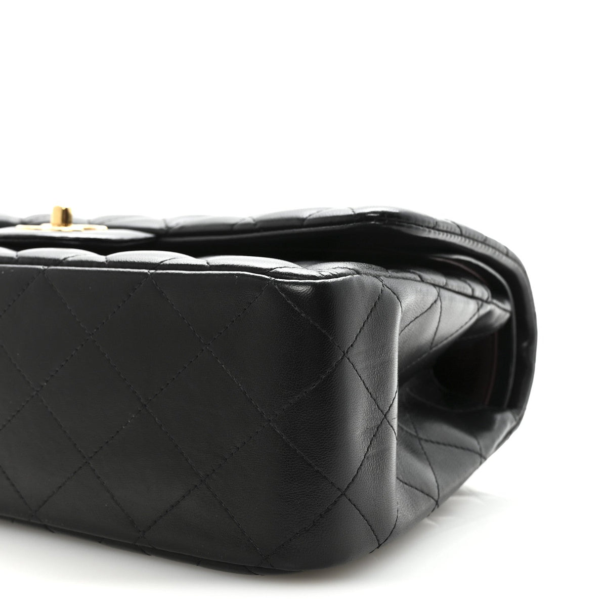 Lambskin Quilted Jumbo Double Flap  Black