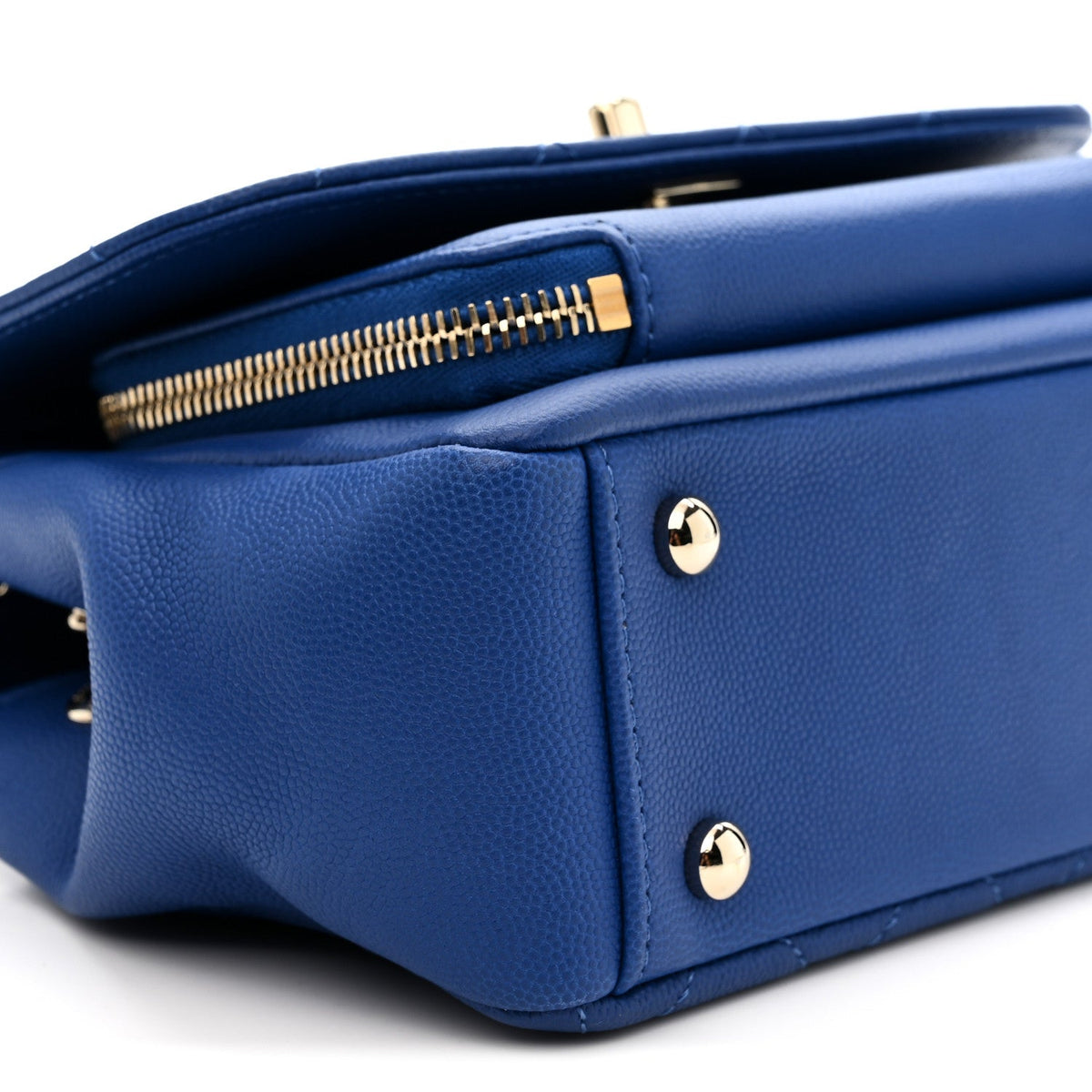Caviar Quilted Small Business Affinity Flap Dark Blue
