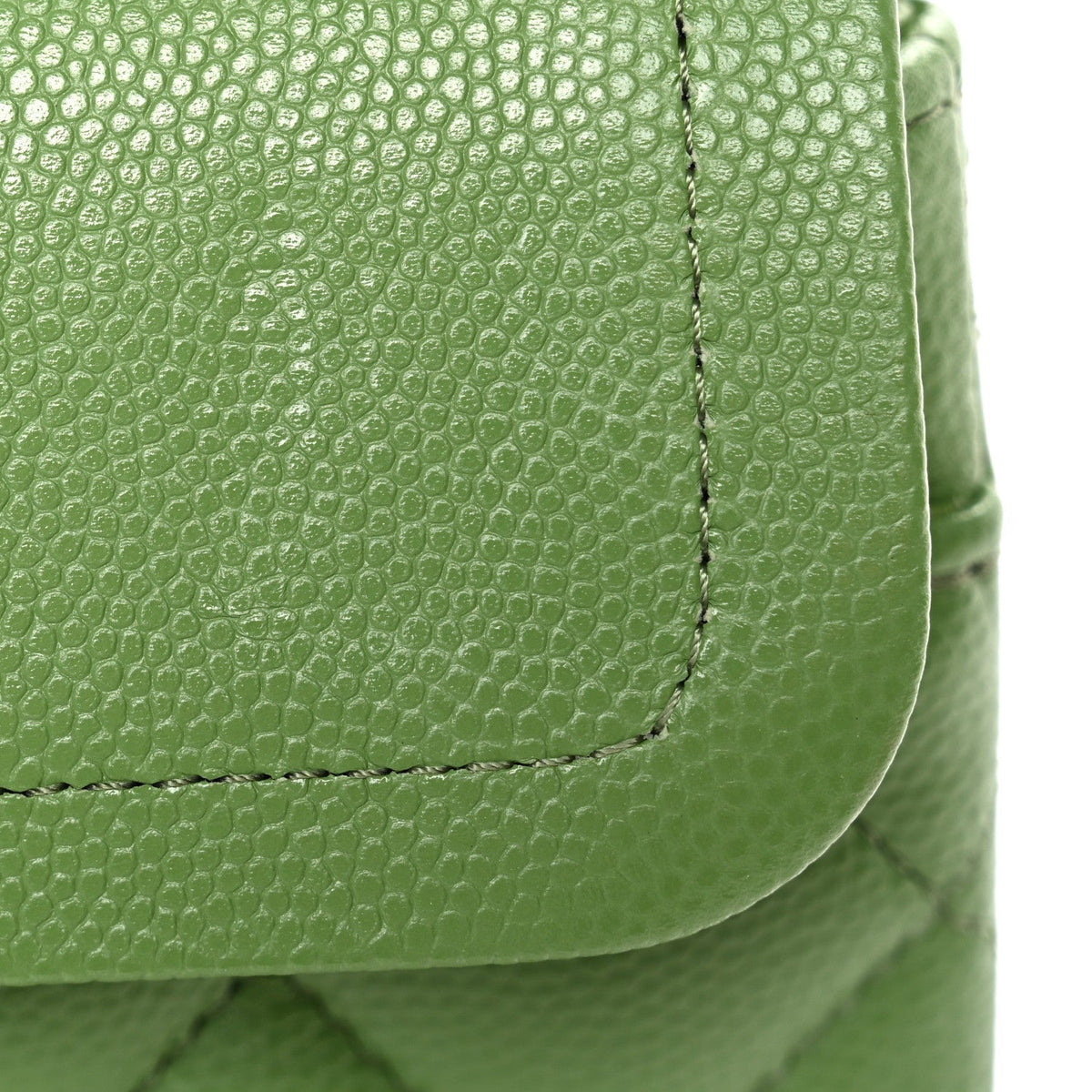 Caviar Quilted Small Double Flap Green