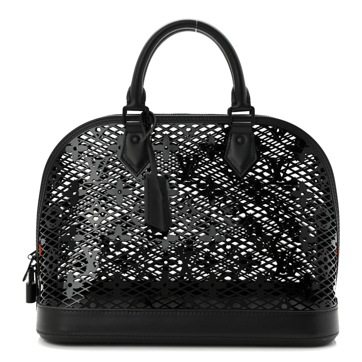 Patent Calfskin Laced Monogram Alma PM Black