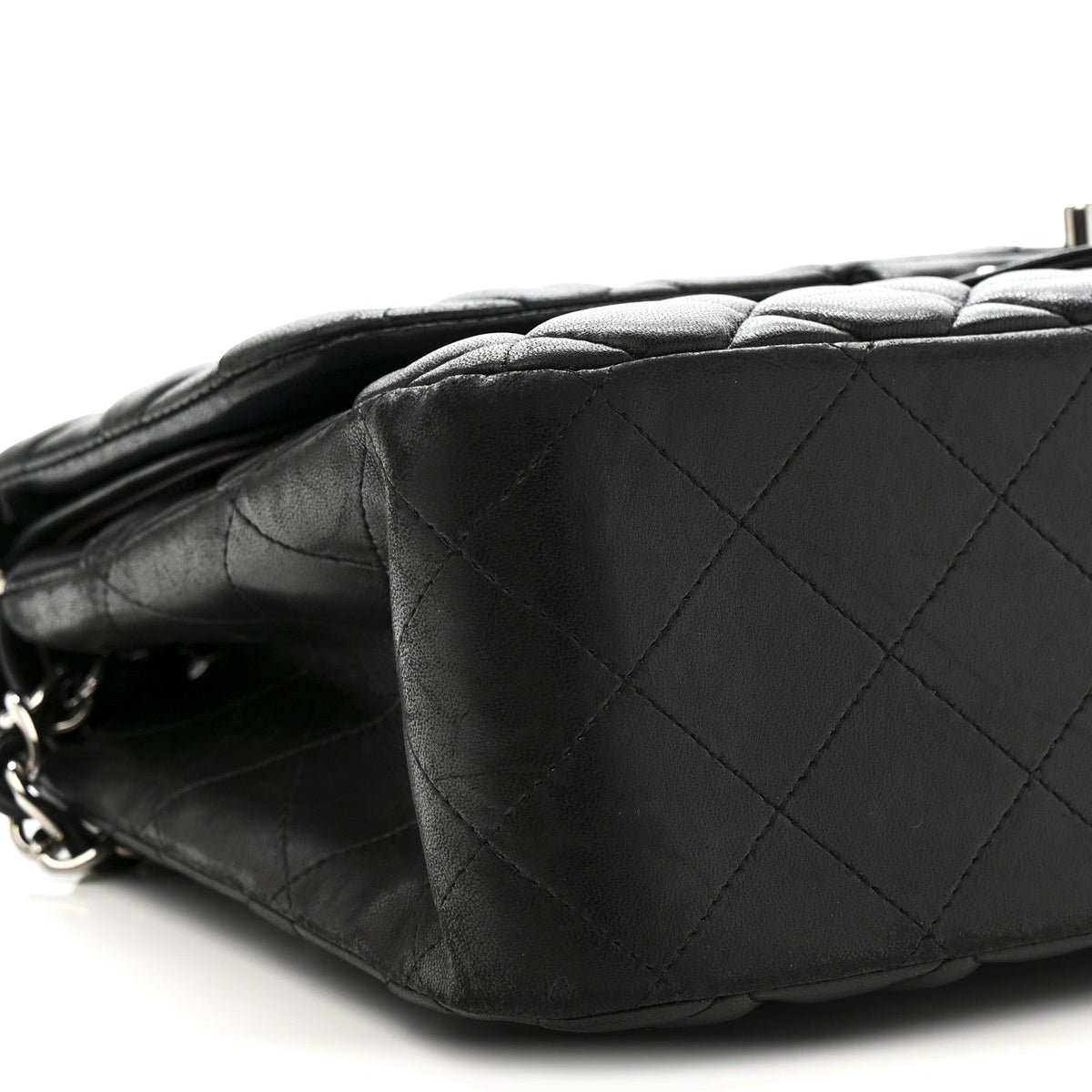 Lambskin Quilted Jumbo Double Flap Black