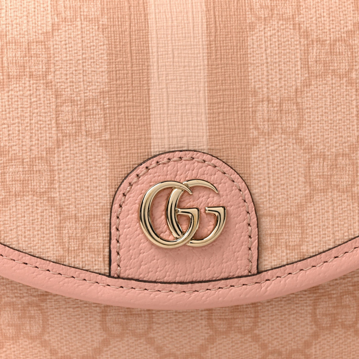 GG Supreme Monogram Textured Dollar Calfskin Mini Ophidia Flap Shoulder Bag Rose Pink