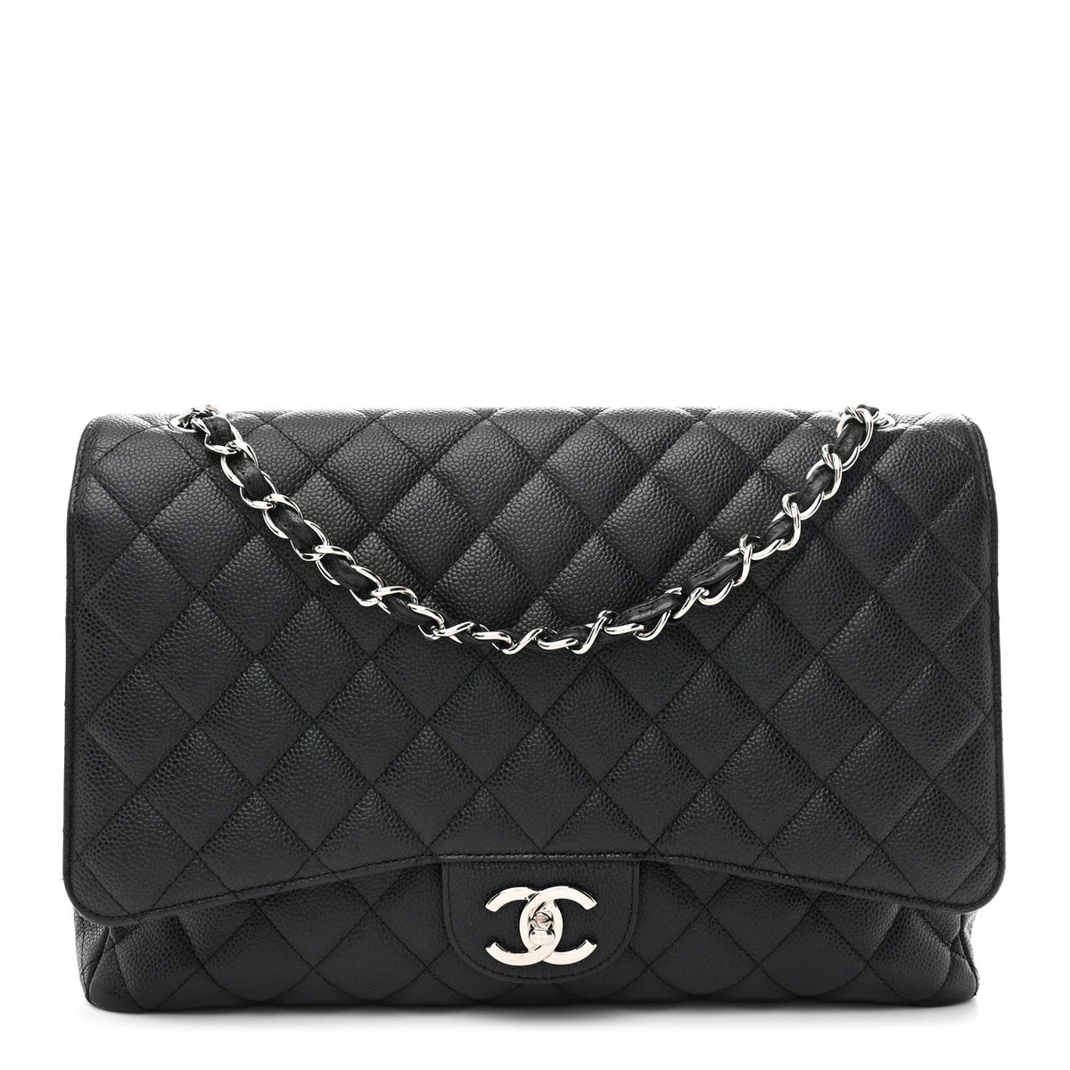 Caviar Quilted Maxi Double Flap Black
