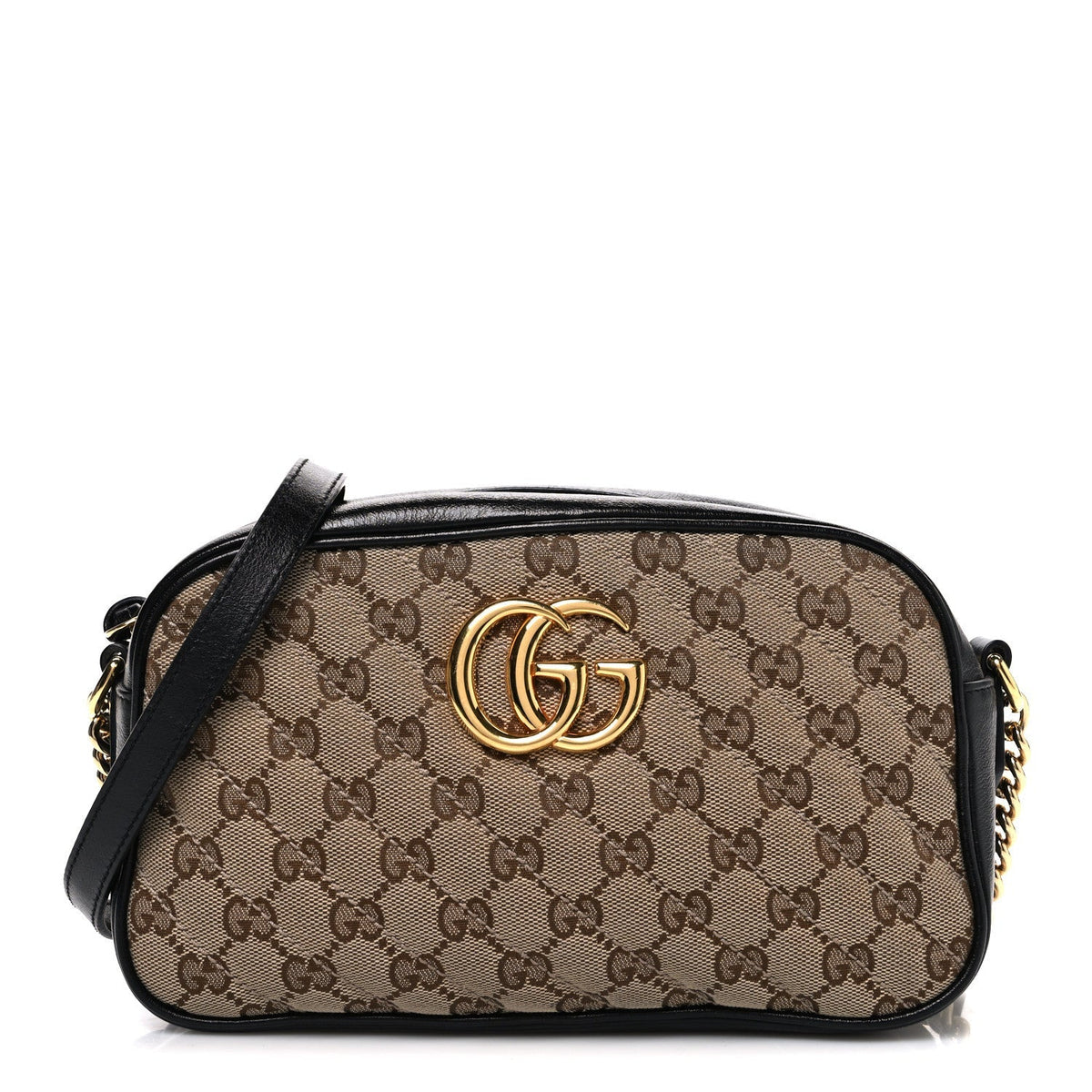 Monogram Matelasse Diagonal Small GG Marmont Chain Shoulder Bag Beige Black