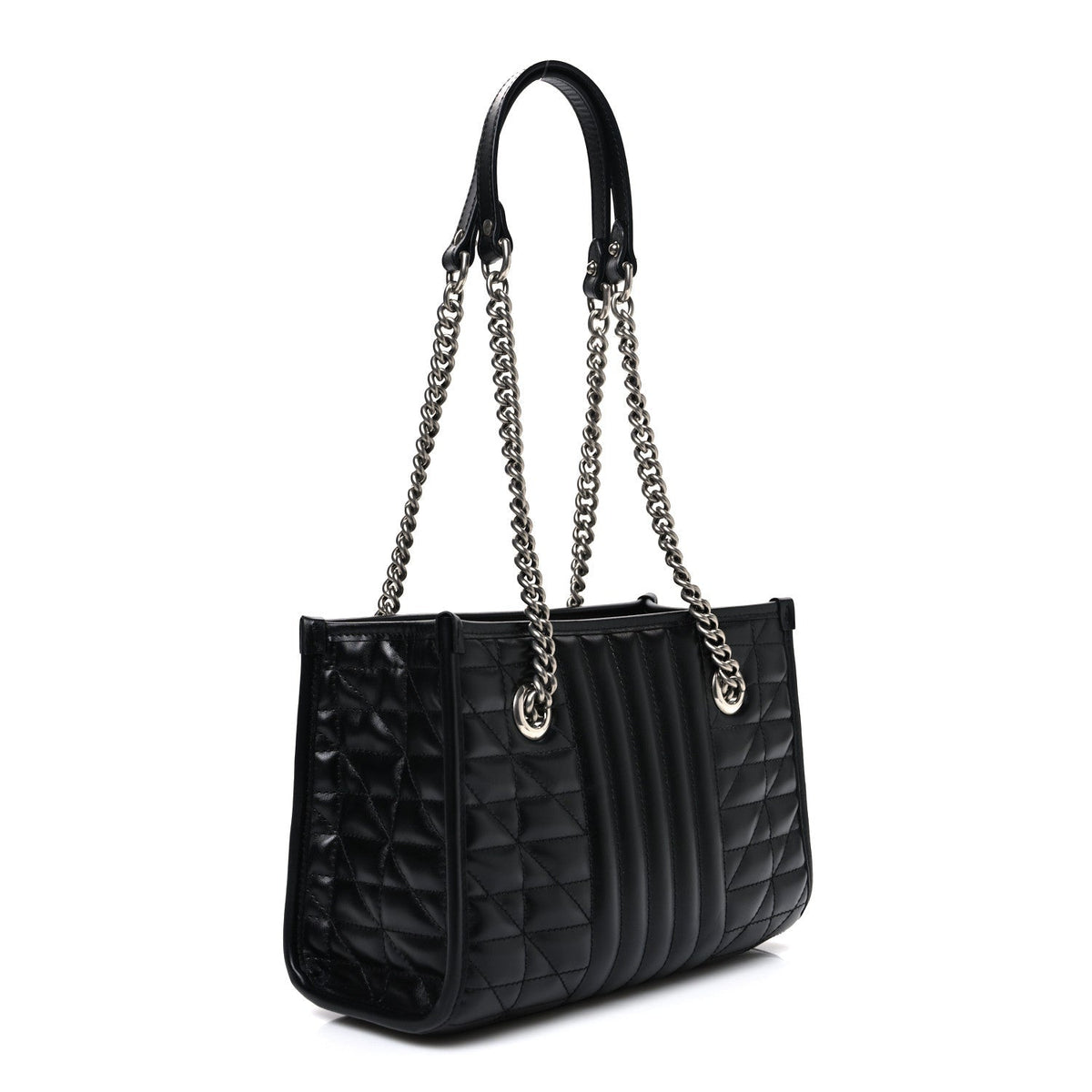 Calfskin Matelasse Aria Small GG Marmont Shoulder Tote Black