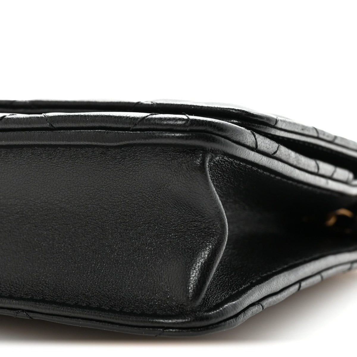 Lambskin Quilted Pearl Crown Wallet On Chain WOC Black