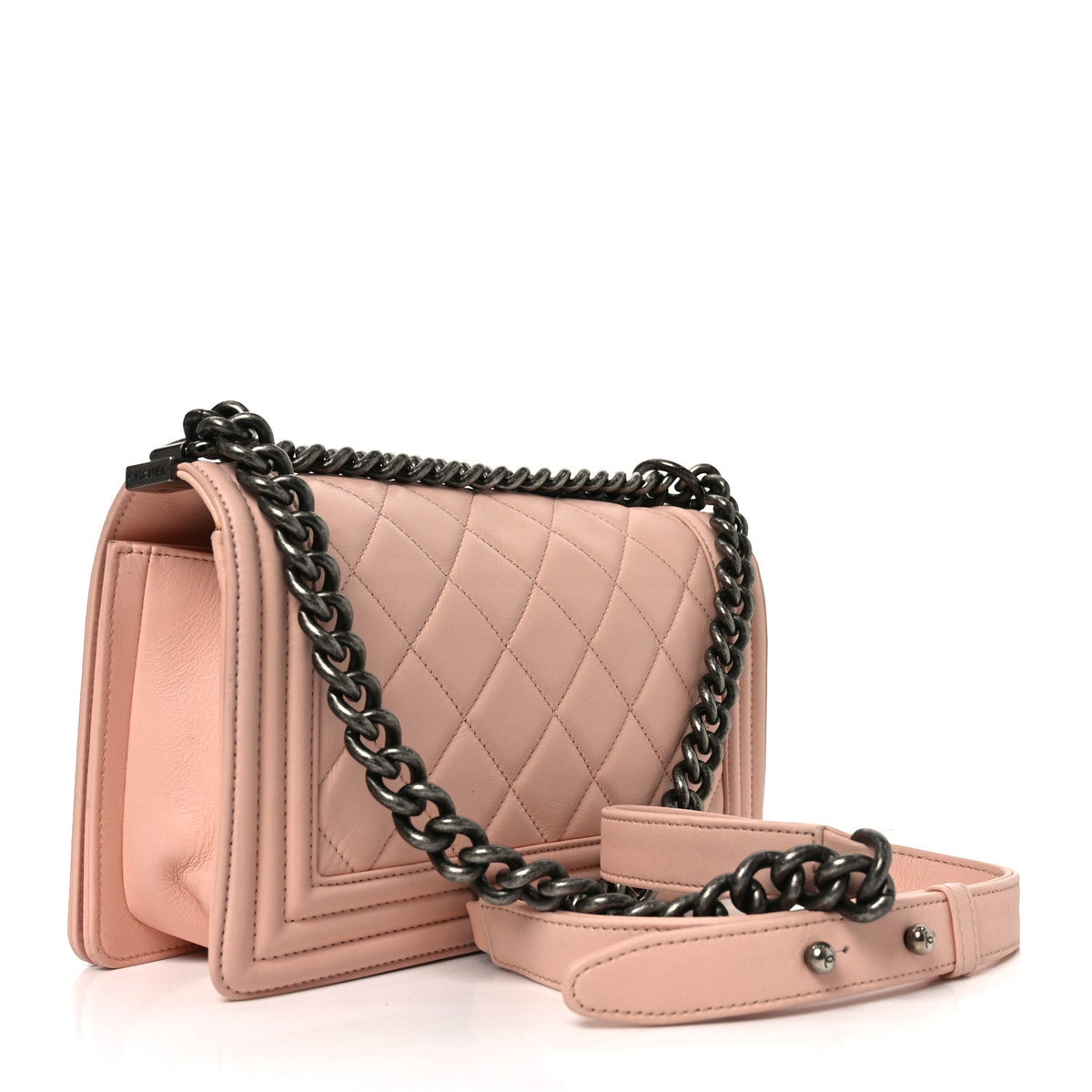 Lambskin Quilted Medium Boy Flap Light Pink