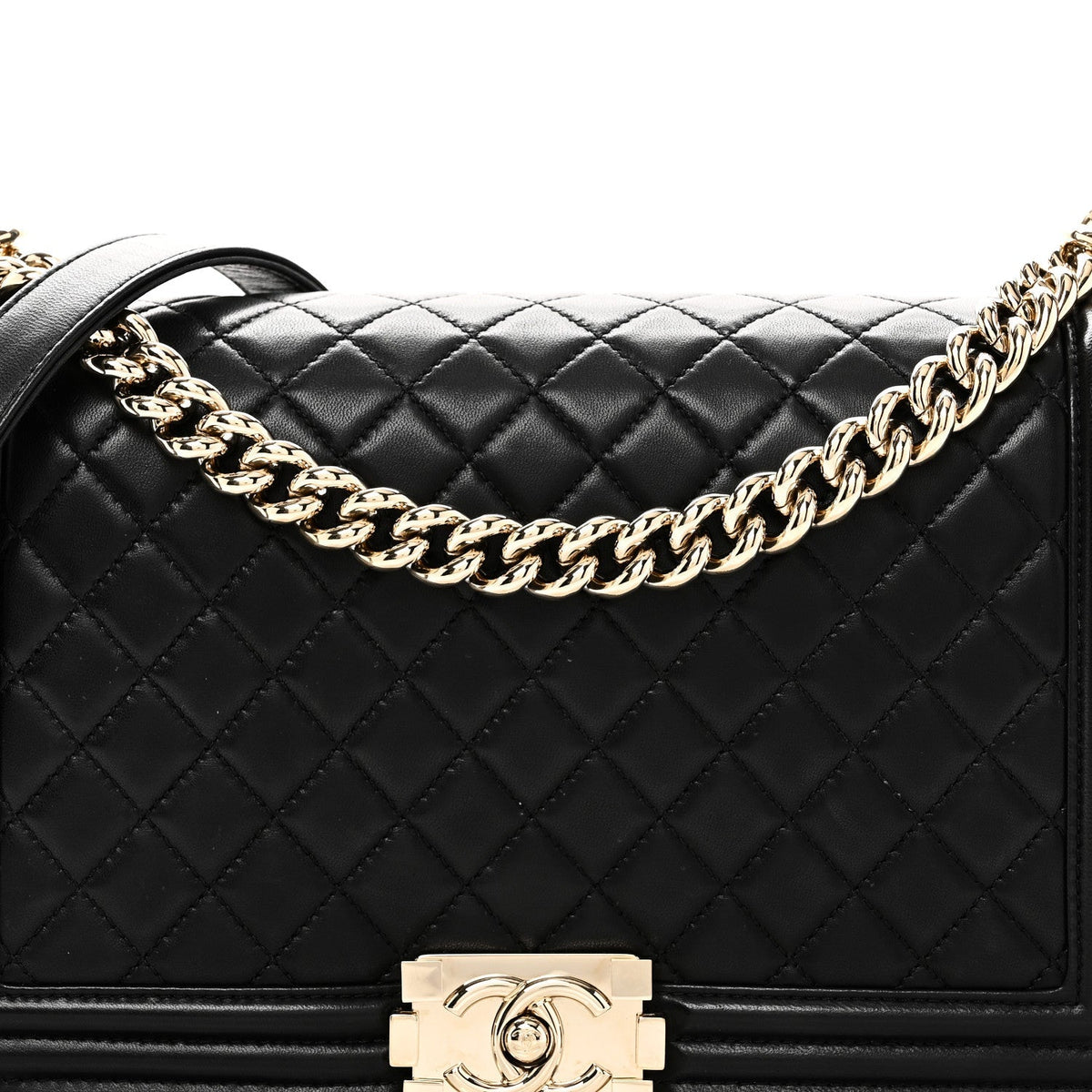 Lambskin Quilted New Medium Boy Flap Black