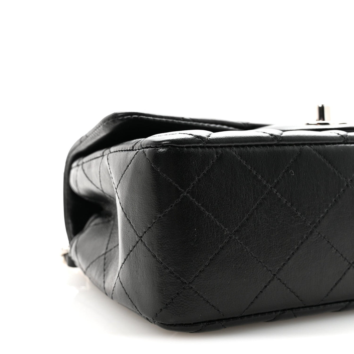 Lambskin Quilted Mini Rectangular Flap Black
