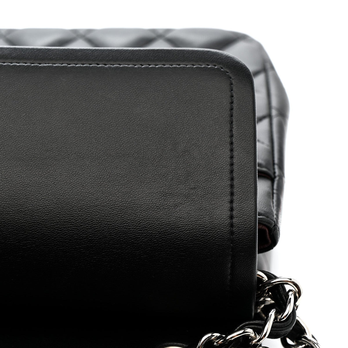 Lambskin Quilted Jumbo Double Flap Black