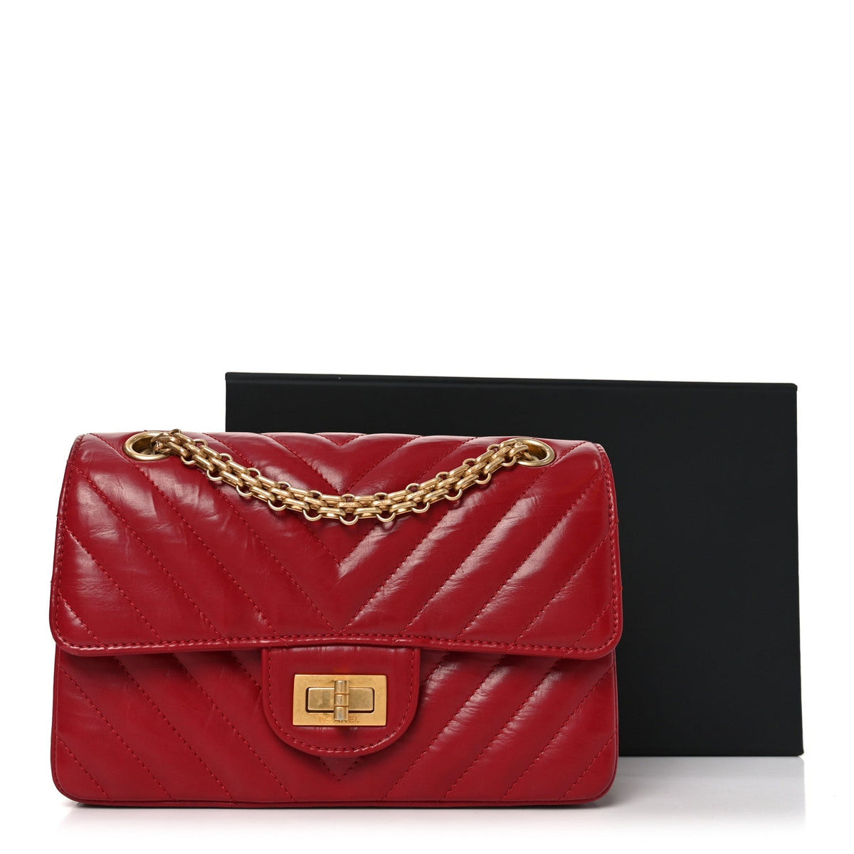 Aged Calfskin Chevron Quilted 2.55 Reissue Mini Flap Dark Red