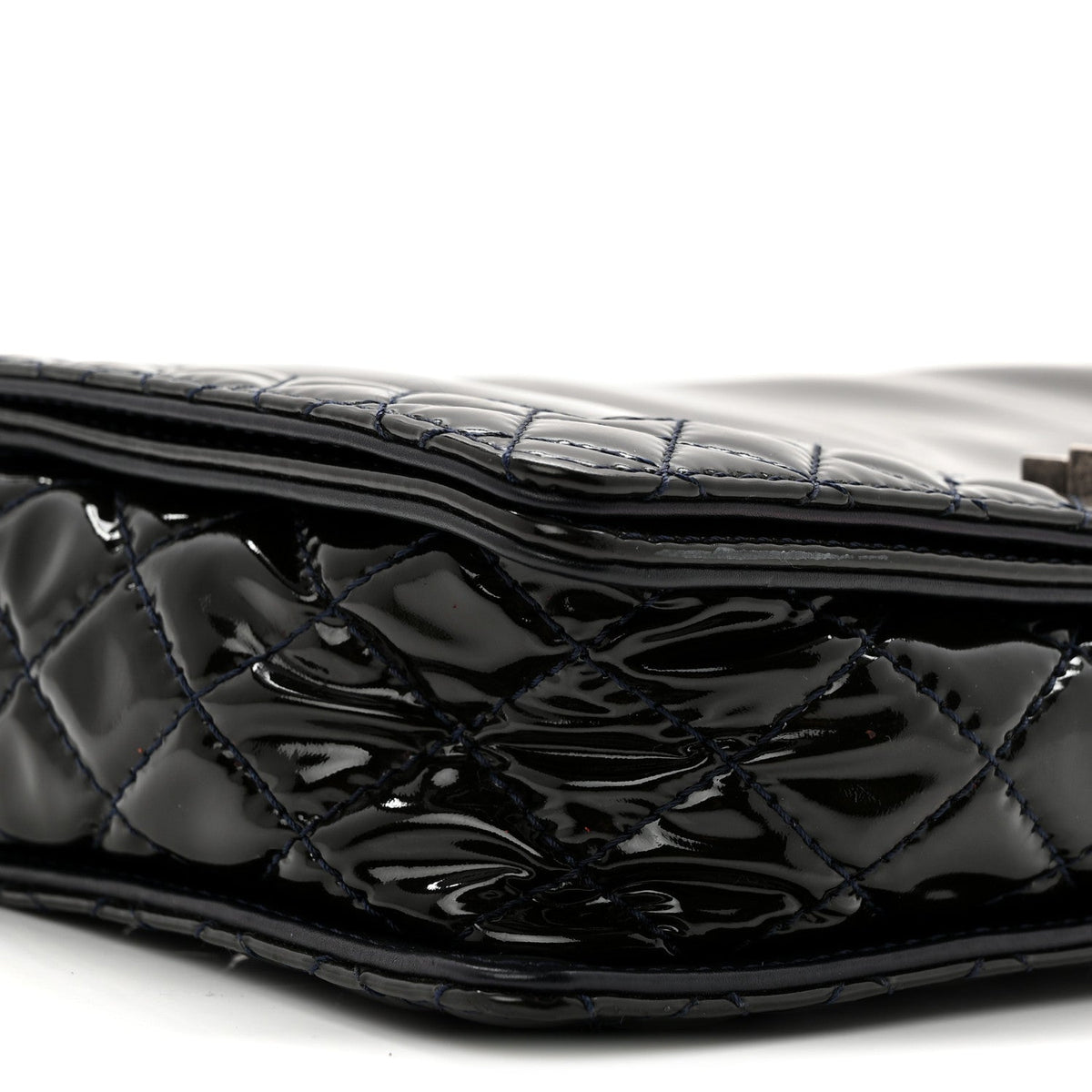 Patent New Medium Boy Reverso Flap Navy