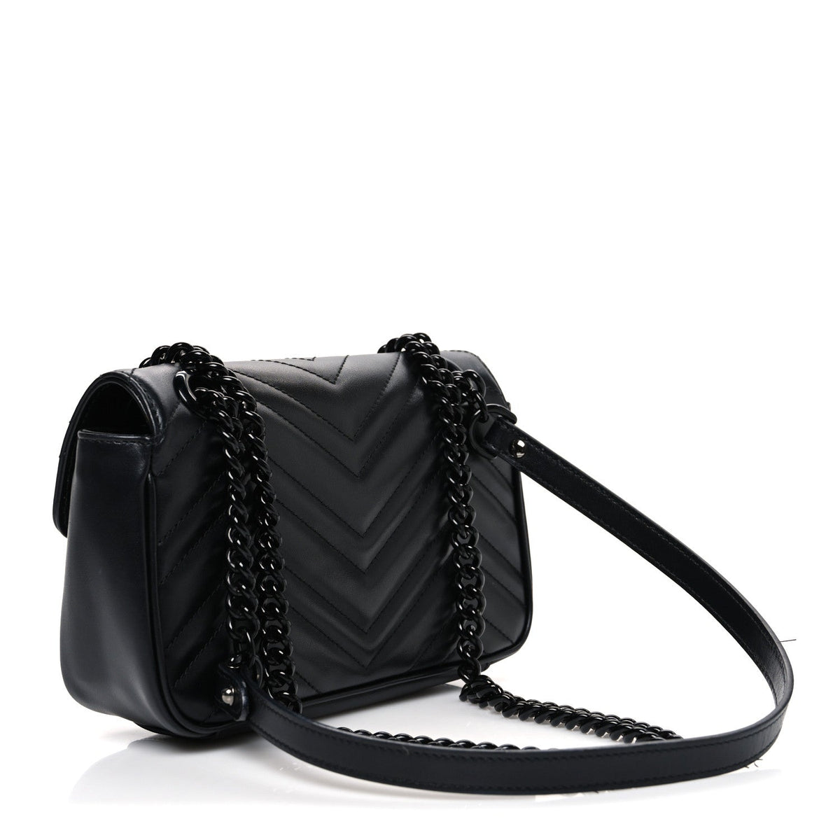 Calfskin Matelasse Monochrome Mini GG Marmont Shoulder Bag Black