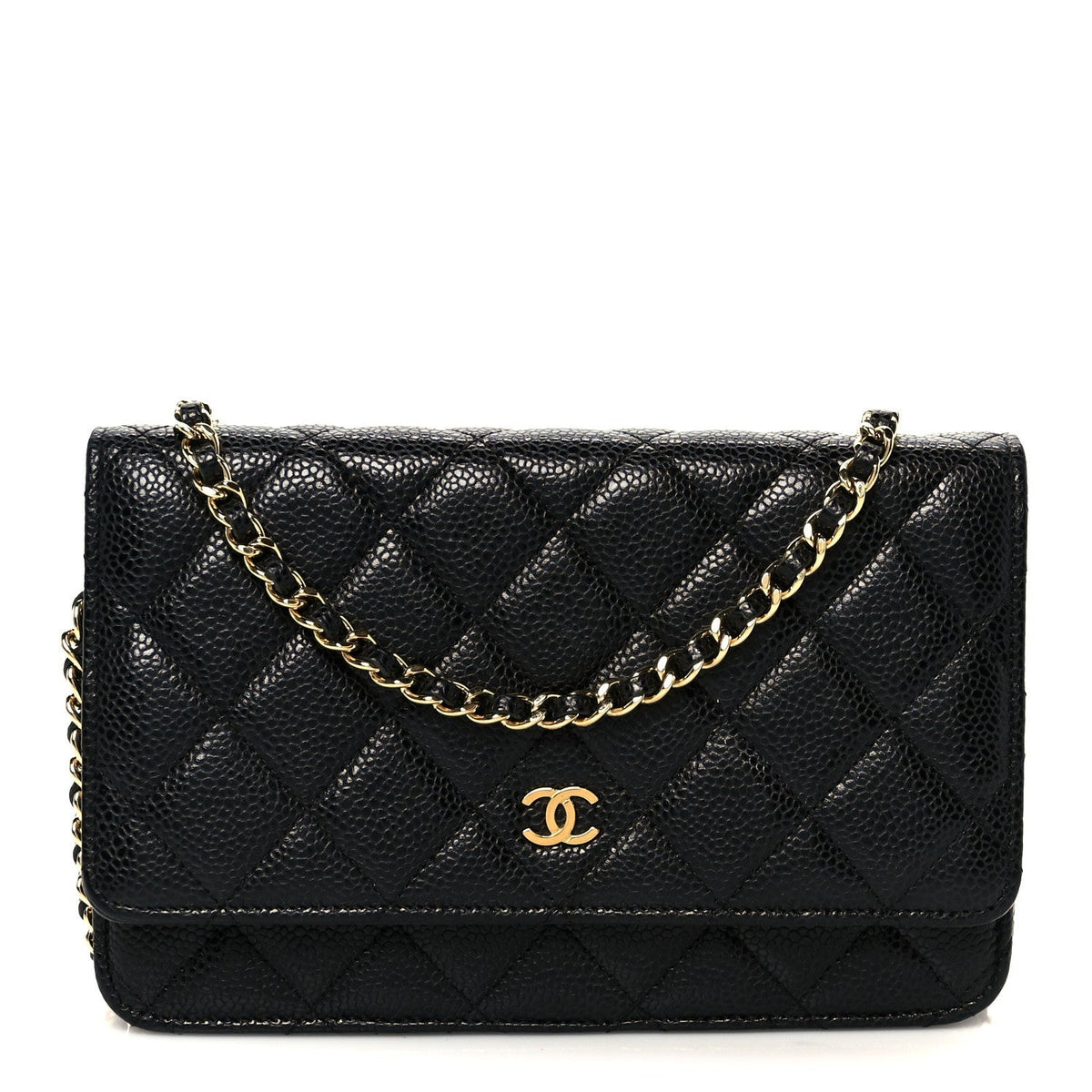 Caviar Quilted Wallet on Chain WOC Black