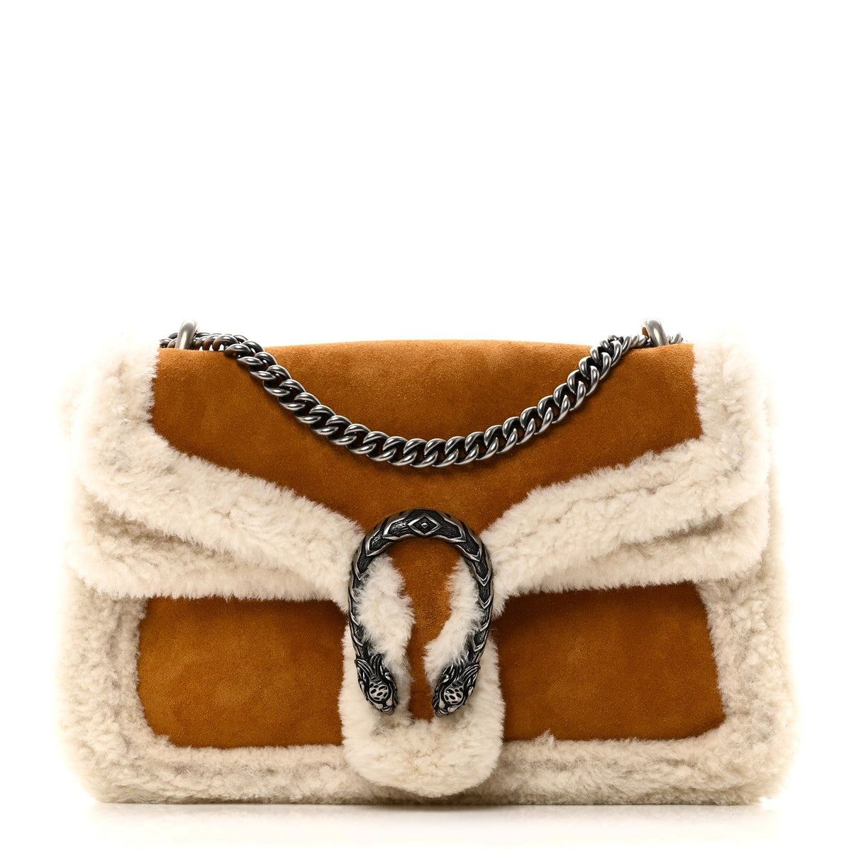 Suede Shearling Small Dionysus Bag Honey Beige Milk