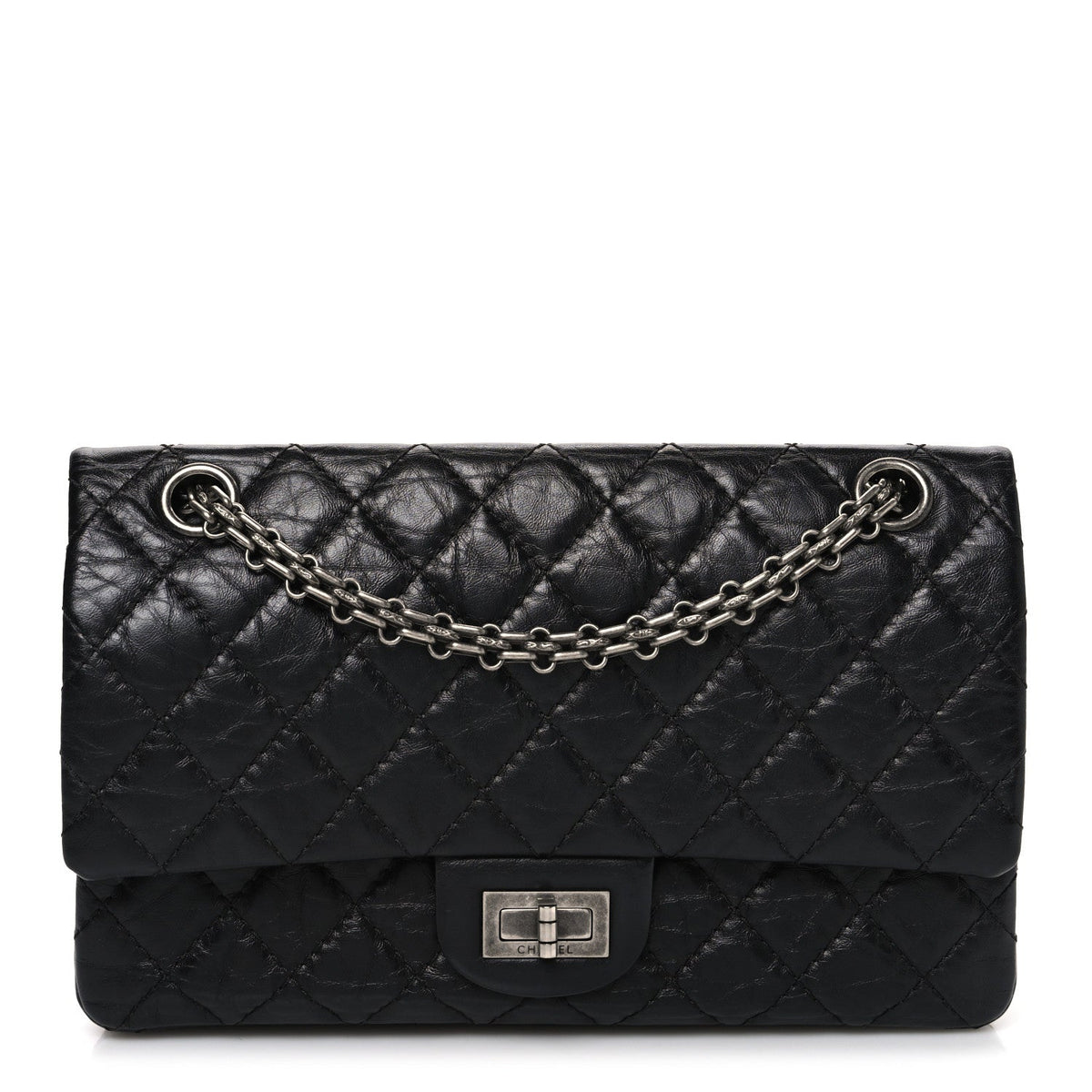 Aged Calfskin Quilted 2.55 Reissue 225 Flap Black