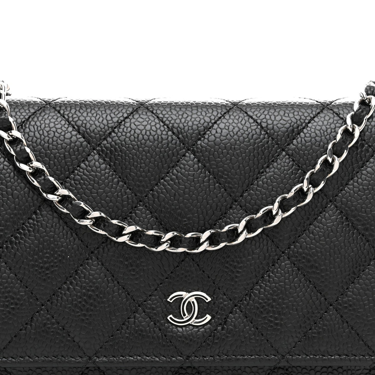 Caviar Quilted Wallet on Chain WOC Black