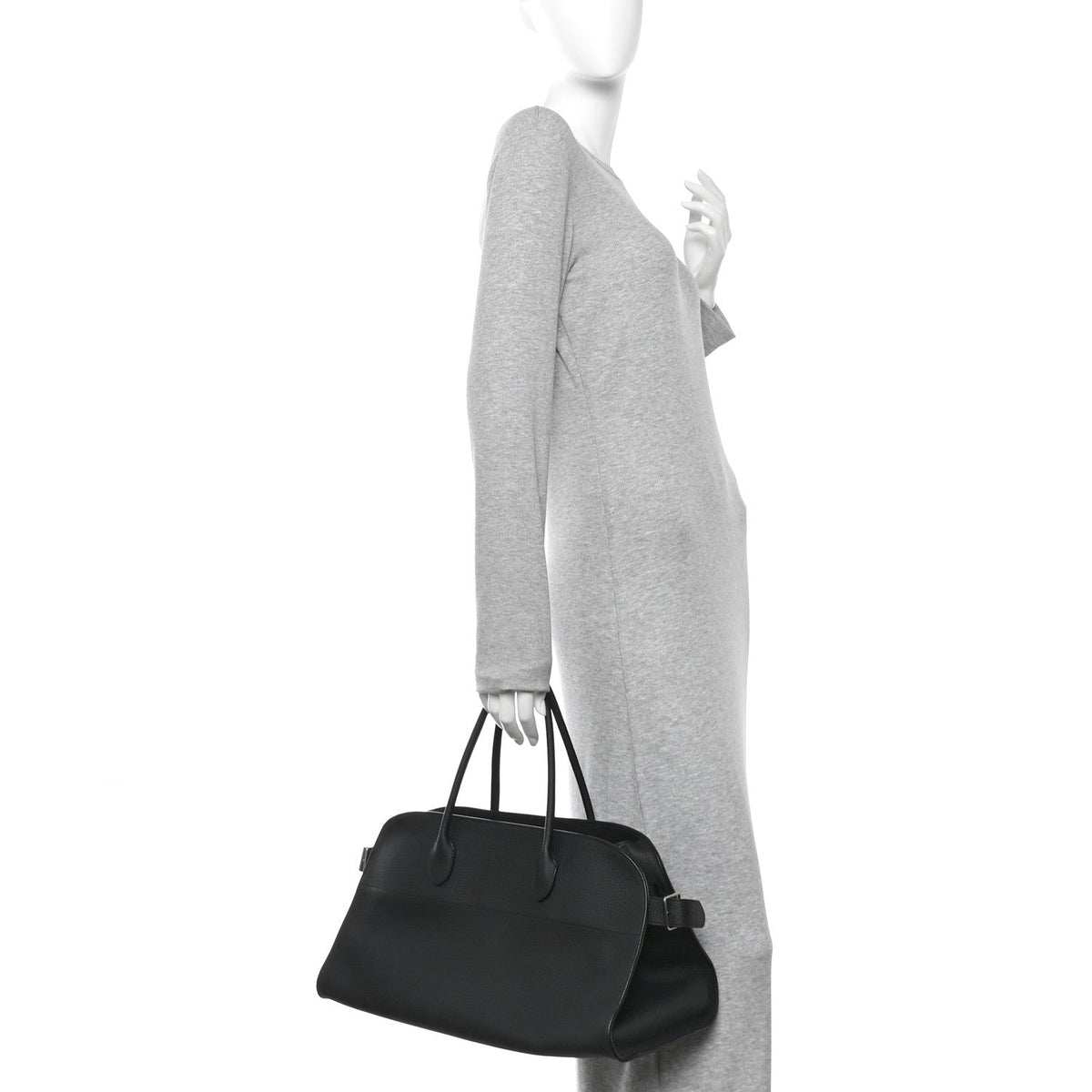 Matte Grained Calfskin EW Margaux Black