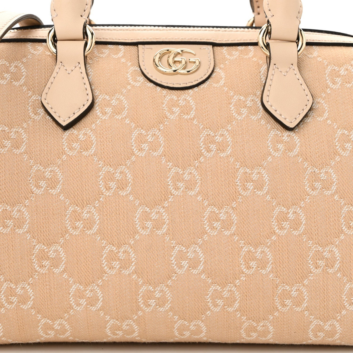 Summer Denim Calfskin GG Monogram Small Ophidia Top Handle Bag Souffle Rose