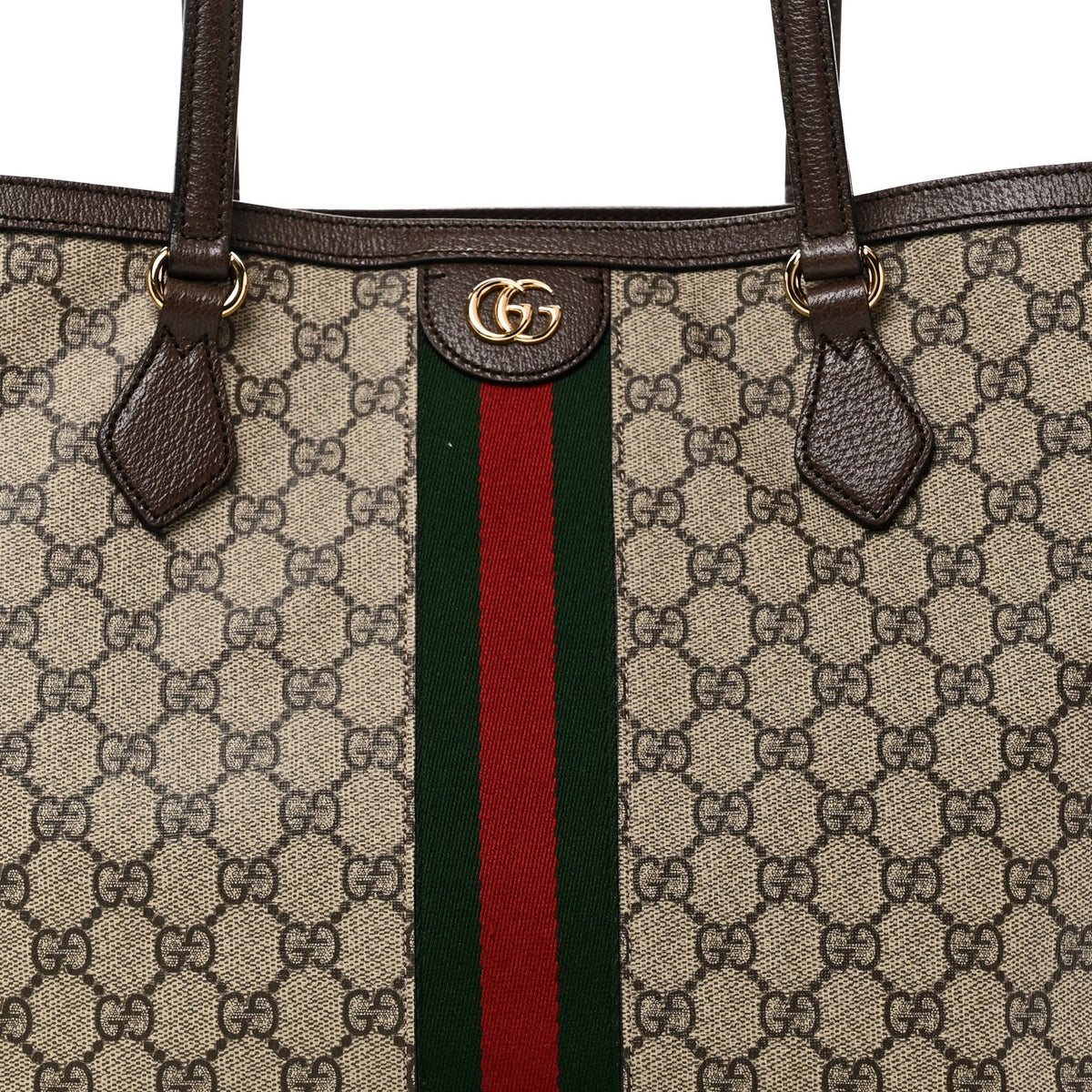 GG Supreme Monogram Medium Ophidia Shopping Tote Brown